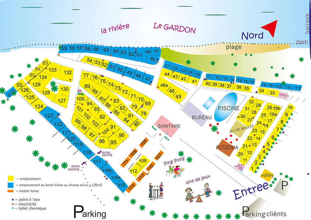 Map campingsite - Camping Beau Rivage